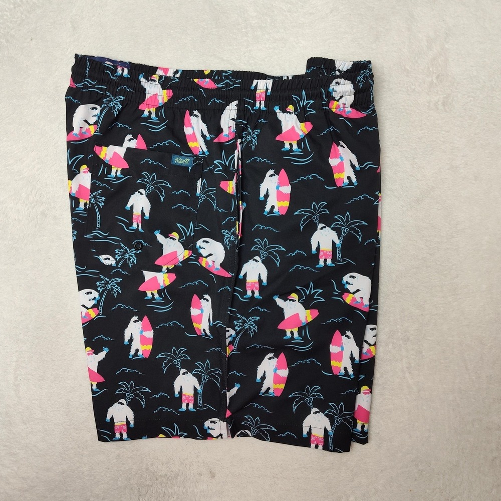 RSVLTS Swim Trunks Mens XL Black 7" Yeti Surf Board Shorts Drawstring Pockets